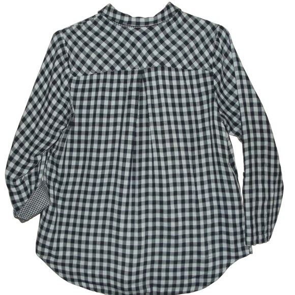 Christopher & Banks Blouse Womens Large Blue Plaid tunic v-neck rayon country - Picture 10 of 15